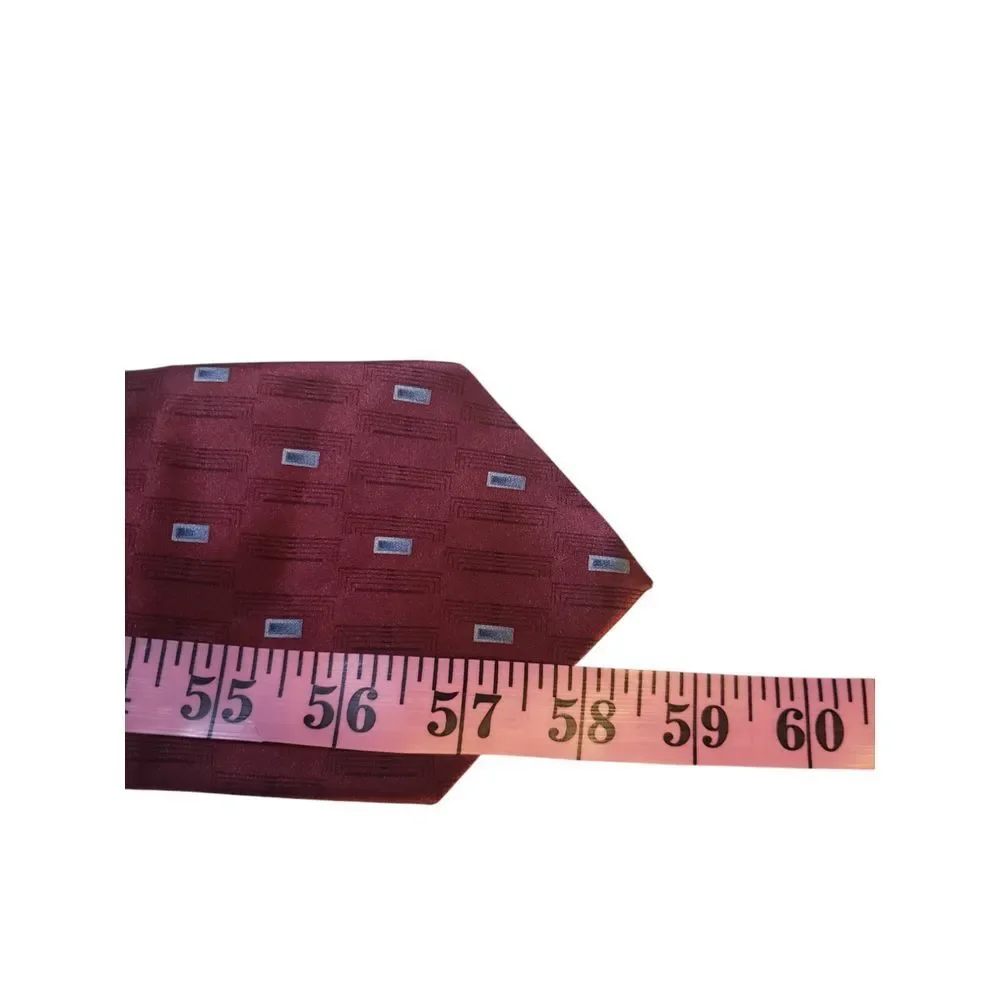 Barrington Mens Tie Necktie Designer Luxury Burgundy Black Blue Geometric‎